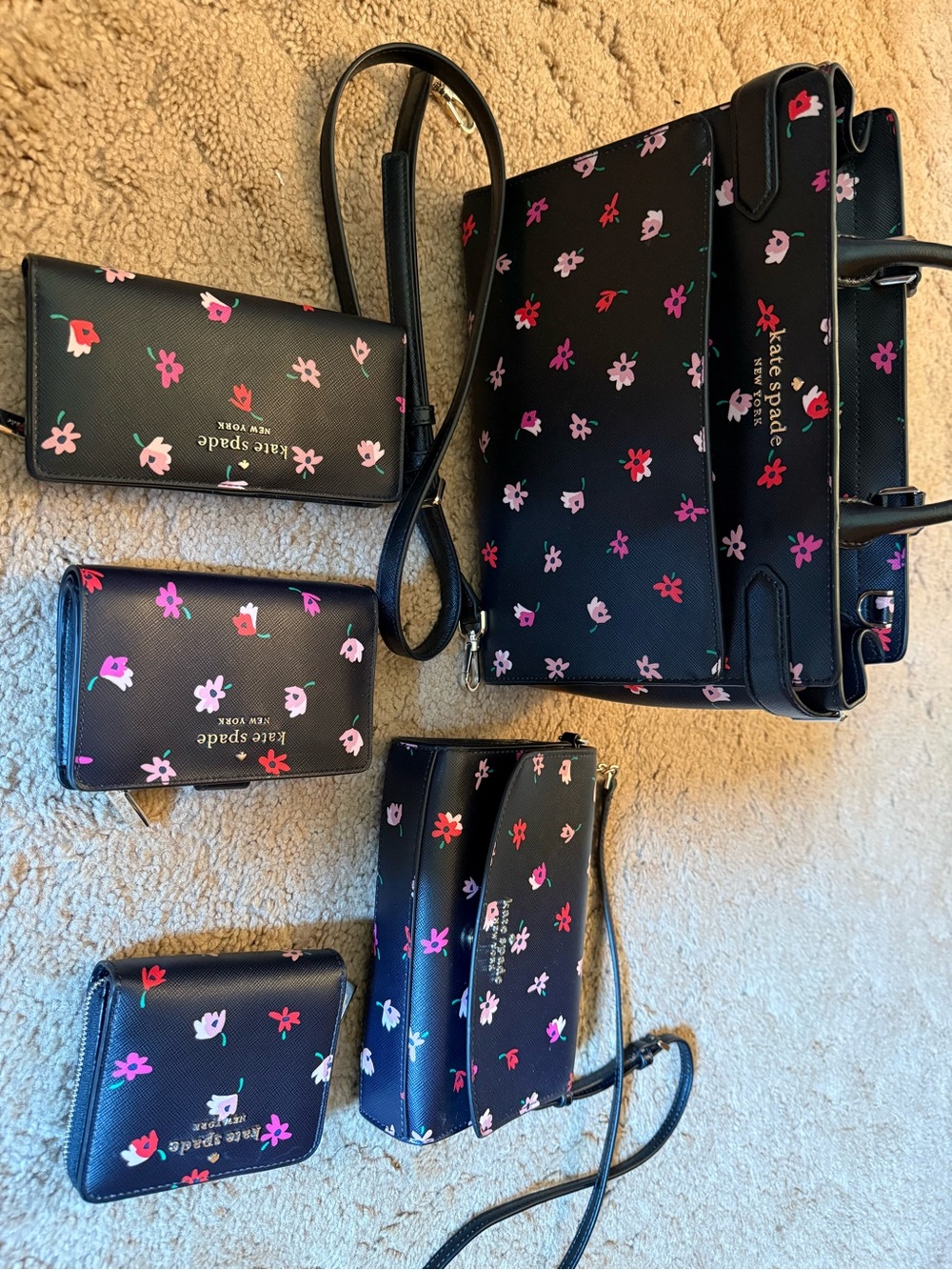 kate spade Black Floral Satchel and Wallet Set